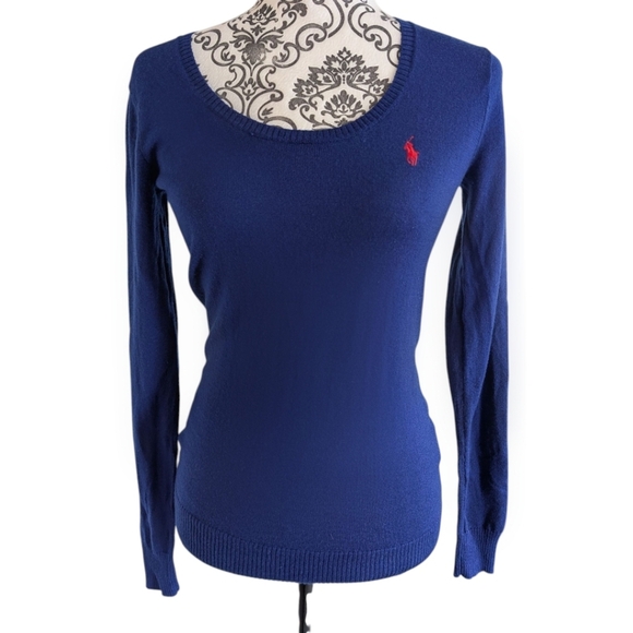 Ralph Lauren Sport Sweater Merino Wool Fine Knit Royal Blue Women's size Medium - Picture 2 of 12